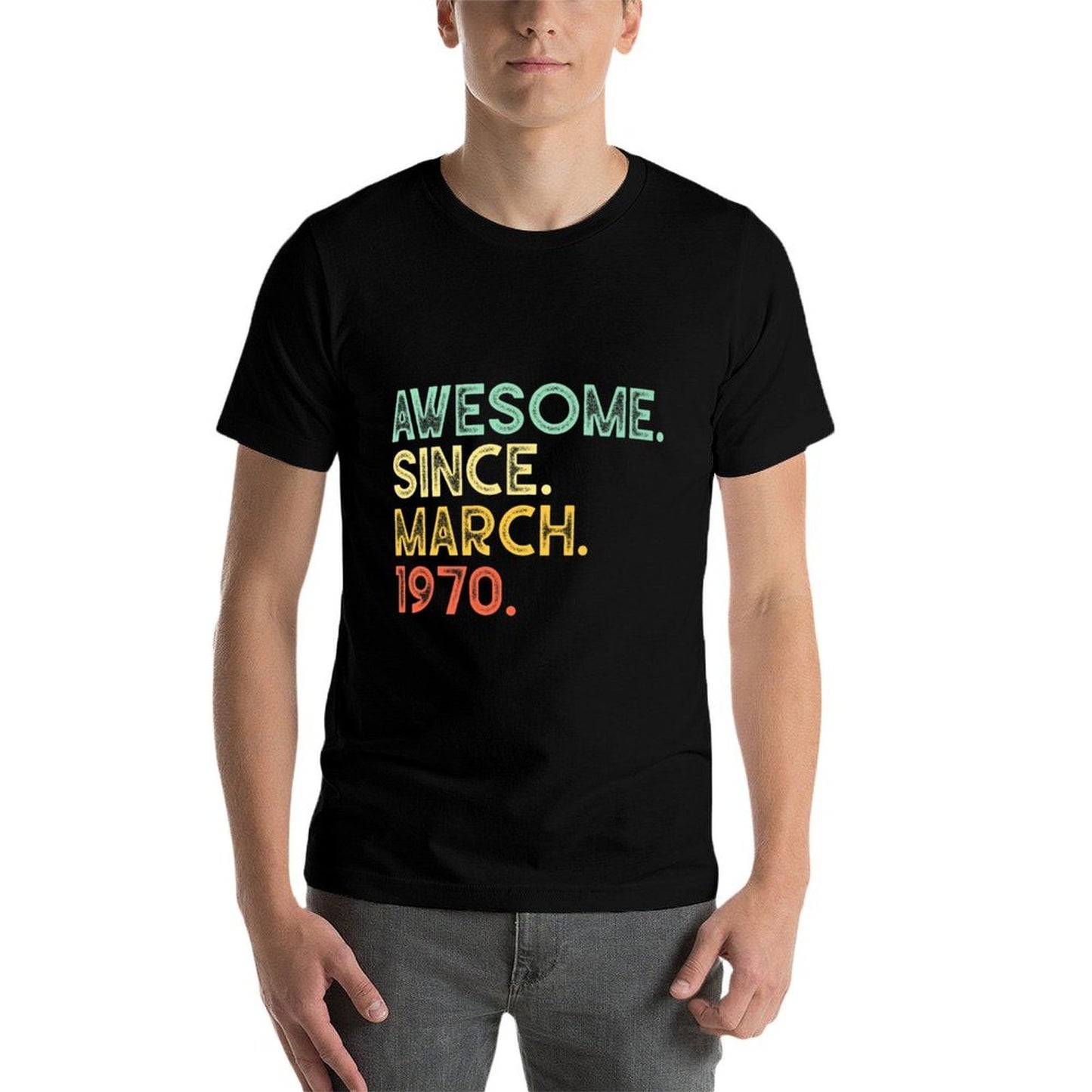 50 Years Old Awesome March 1970 50th Birthday Gift Premium  Cotton T-Shirt