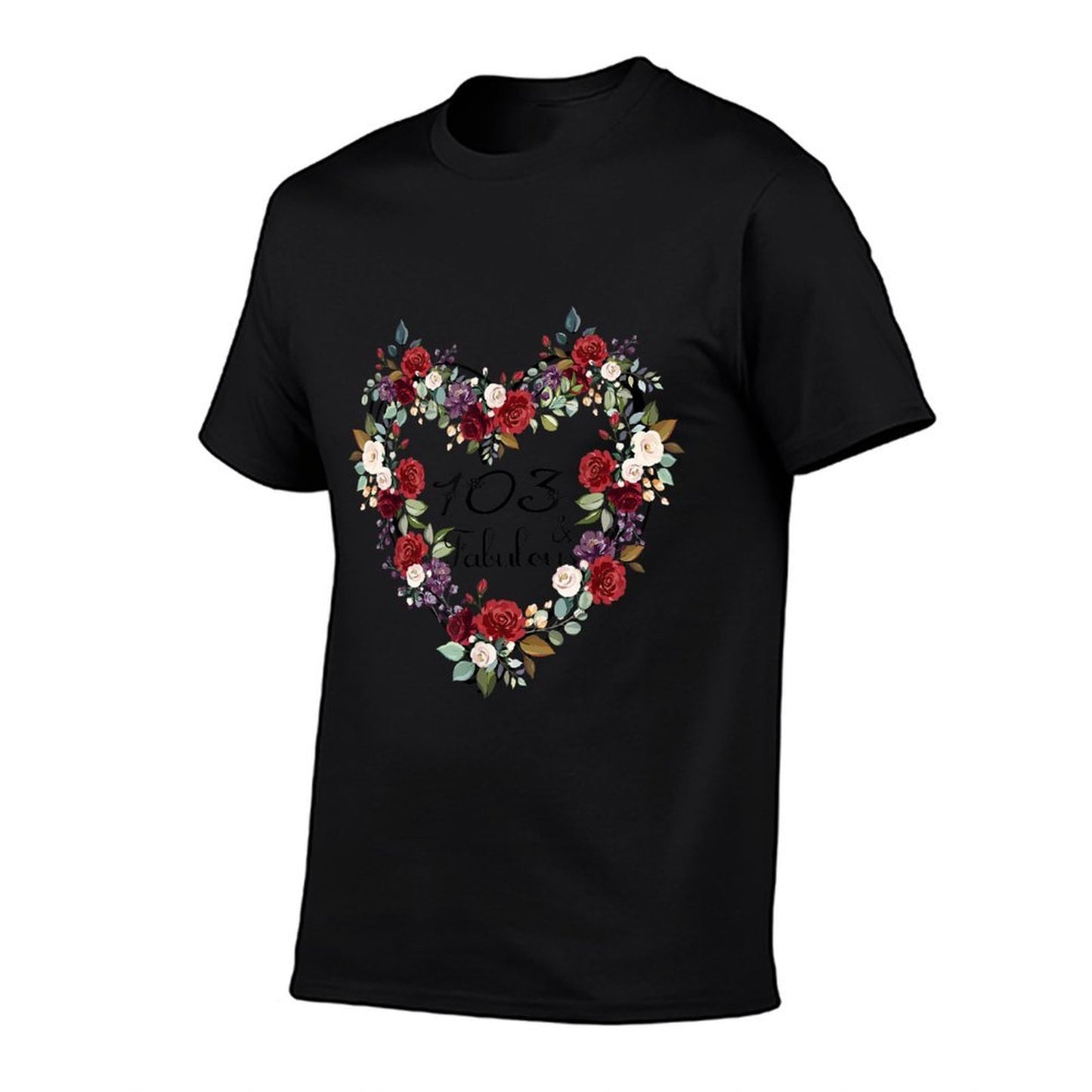 103 & Fabulous 103 Years Old 103rd Birthday Gift For Women Ribbed Collar T-Shirt
