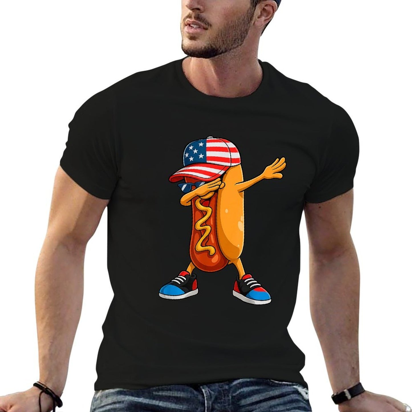 4th of July Hot Dog Funny Fourth of July Kids Boys  Vintage-inspired T-Shirt