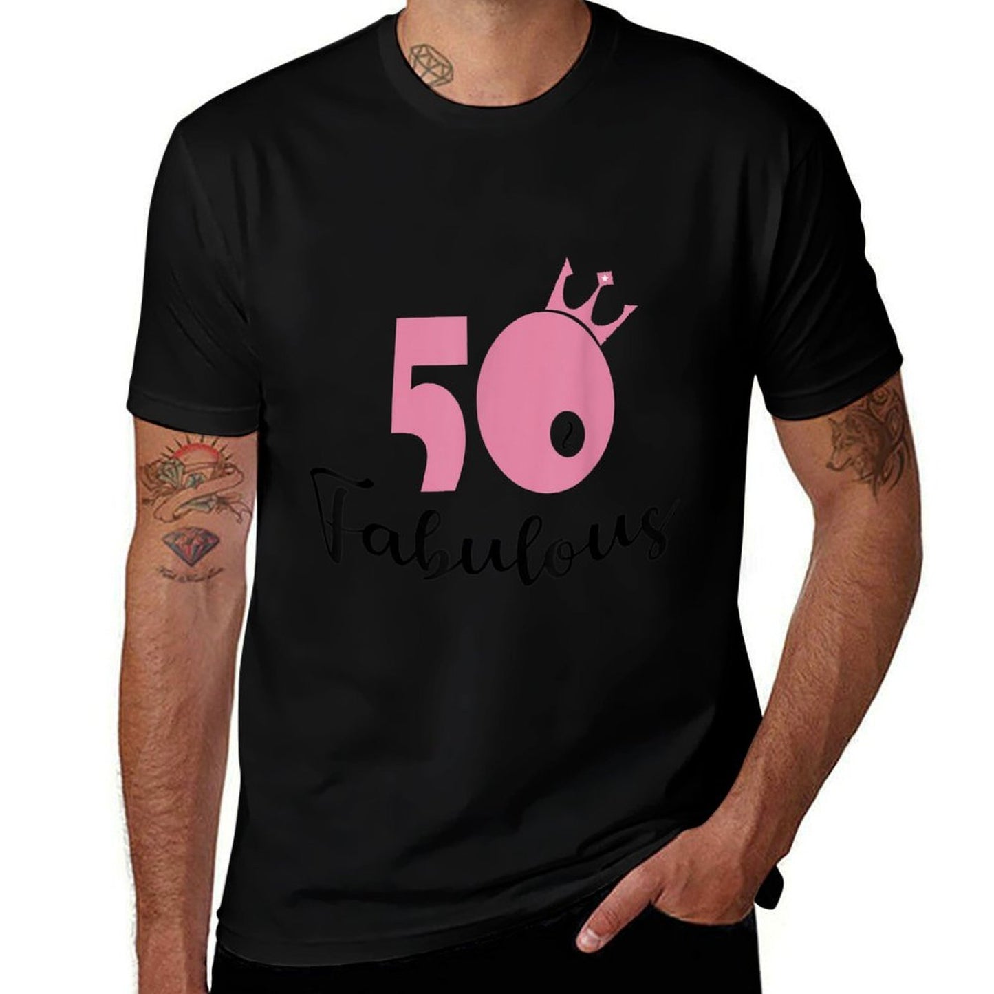 50 & Fabulous T-shirt. 50th Birthday T Shirt for Women.  Summer-ready Fabric T-Shirt