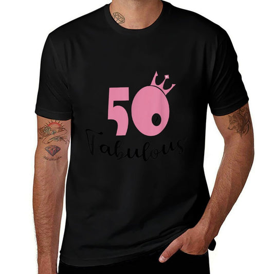 50 & Fabulous T-shirt. 50th Birthday T Shirt for Women.  Summer-ready Fabric T-Shirt
