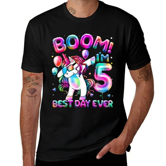 5 Years Old Dabbing Unicorn Gifts 5th Birthday Girl Party  Breathable T-Shirt