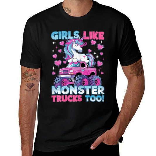 Unicorn Monster Truck Girls Like Monster Trucks Too  Graphic-printed T-Shirt