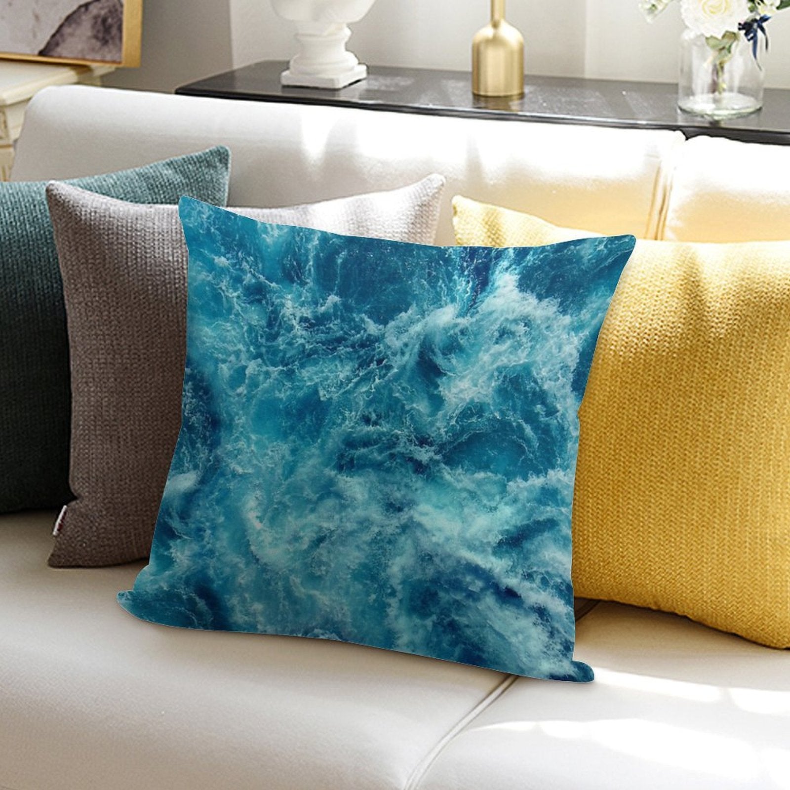 Ocean Is Shaking Soft Washable Throw Pillow