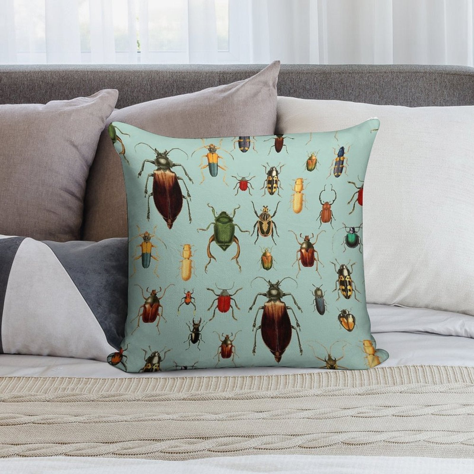 Antique Pattern - Beetles And Bugs Soft Warmth Comfort Throw Pillow