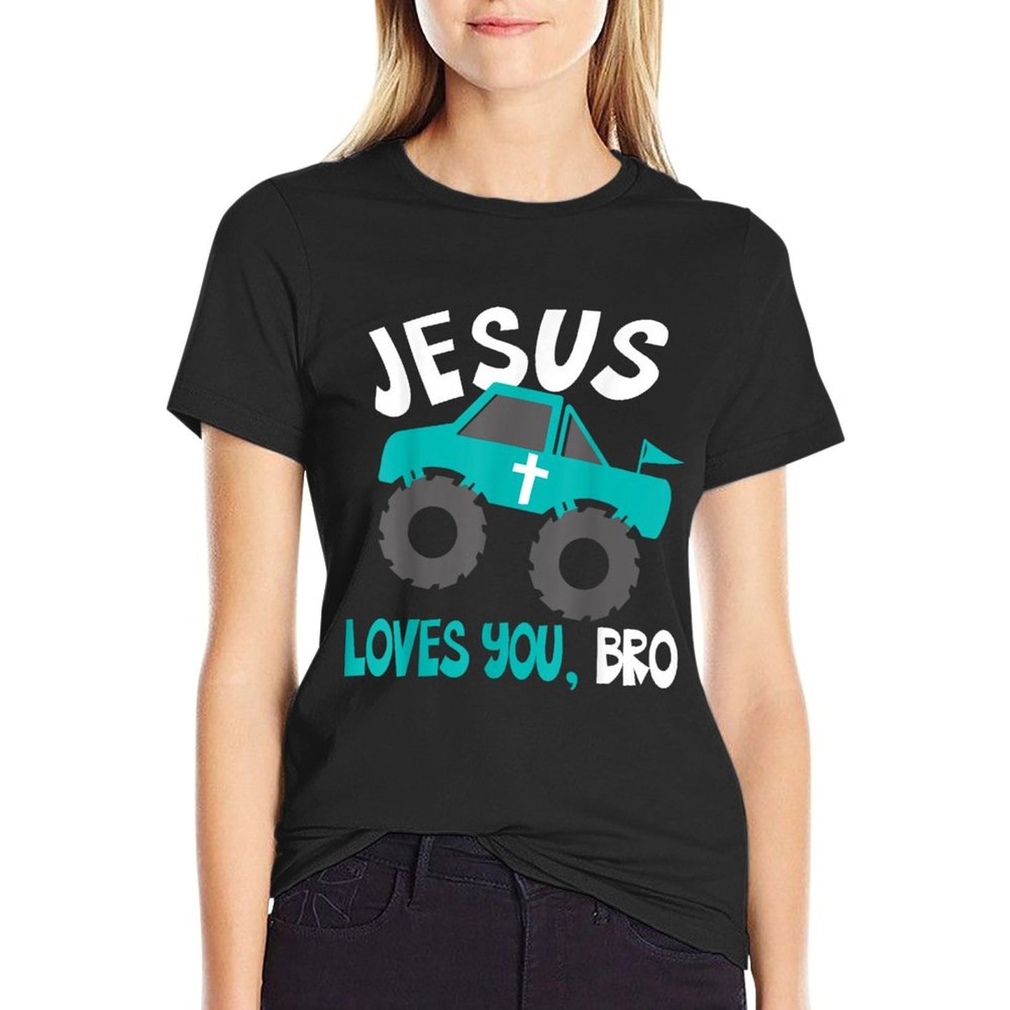 Toddler Jesus Loves You Bro Funny Christian Kids Boy God Son Cotton T-Shirt
