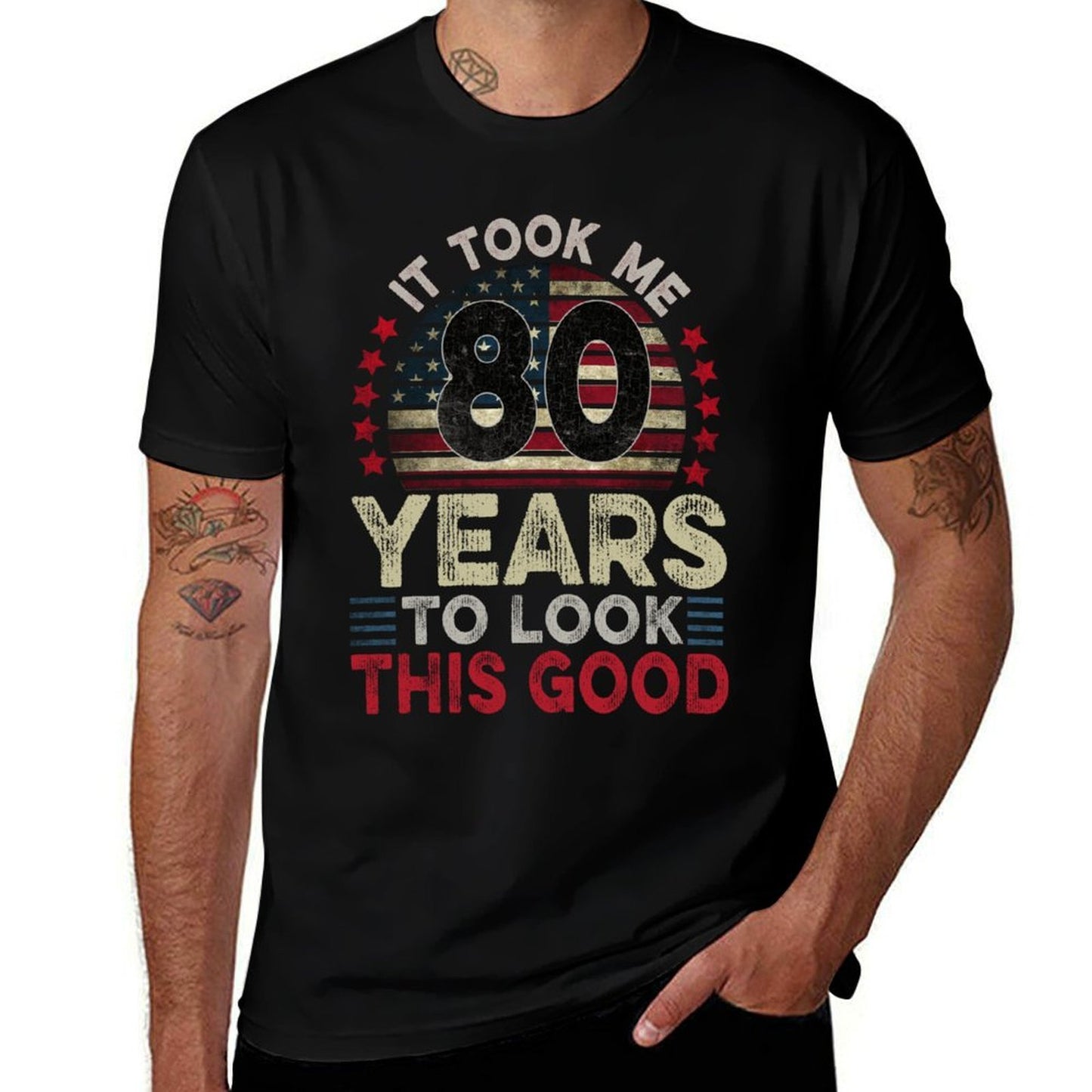 Took Me 80 Years USA Funny 80 Year Old 80th Birthday Oversized Silhouette T-Shirt