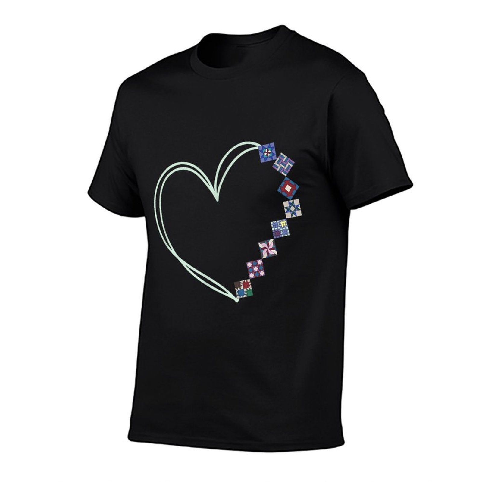 A Heart Made of Quilt Blocks Quilting  Heathered Texture T-Shirt