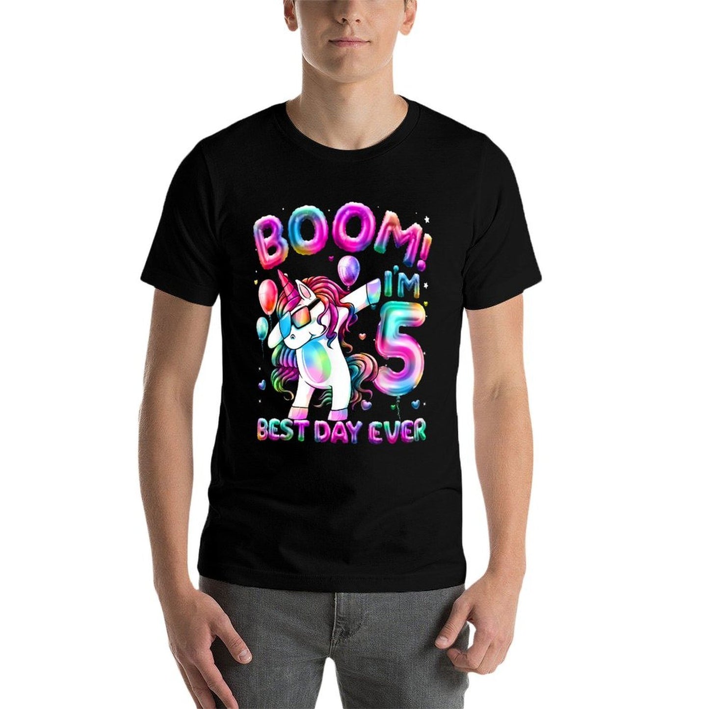 5 Years Old Dabbing Unicorn Gifts 5th Birthday Girl Party  Breathable T-Shirt
