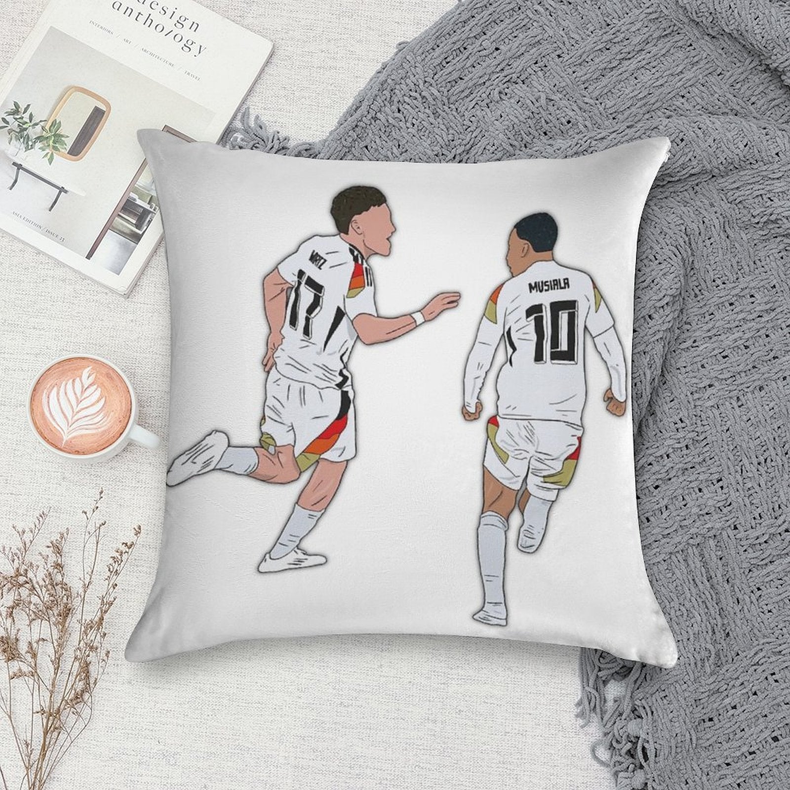 Florian Wirtz & Jamal Musiala Germany Celebration Soft Ultra-Soft Texture Throw Pillow