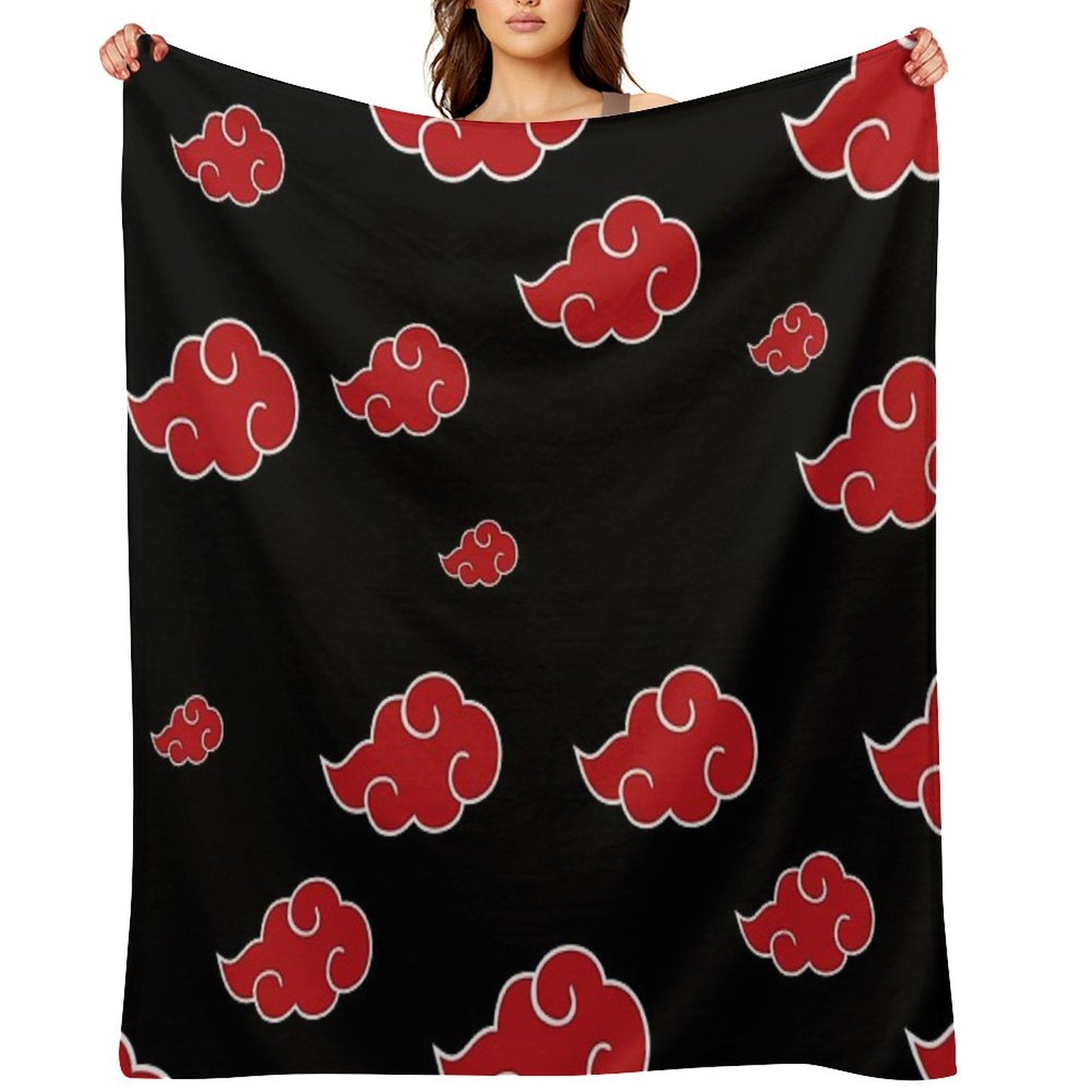 Black And Red Cloud Easy Care Throw Blanket