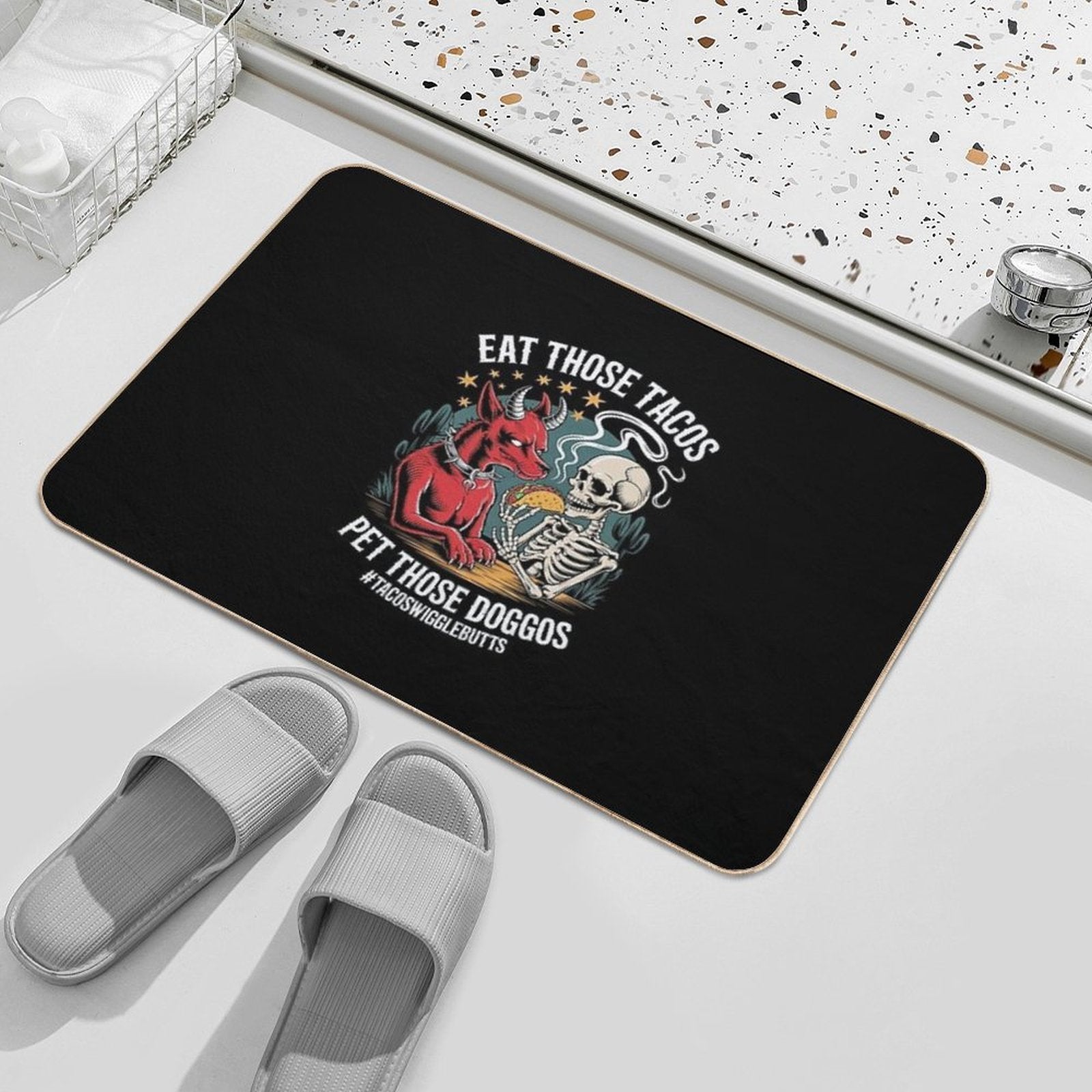 Eat Those Tacos Pet Those Doggos  Stain-Proof Bath Mat