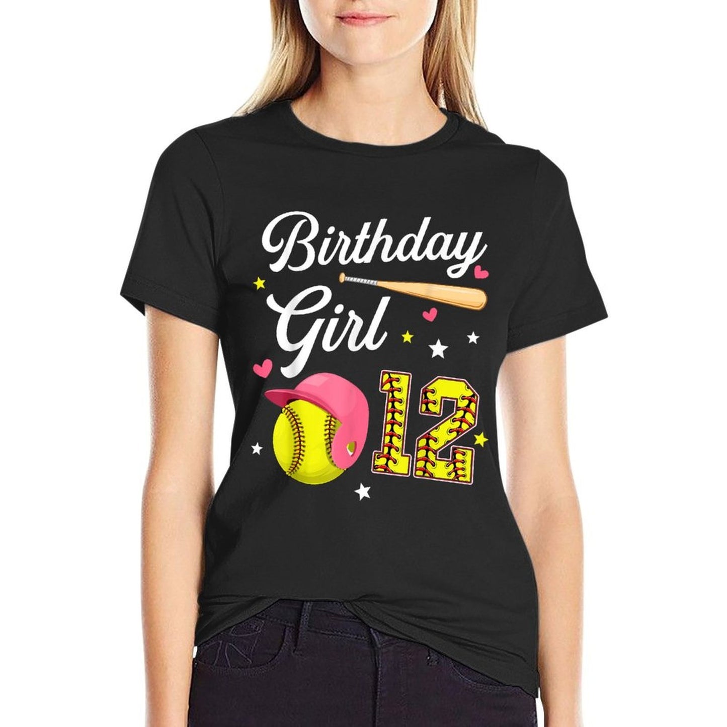 12th Birthday Girl Softball Twelfth Bday 12 Twelve Year Old Lightweight T-Shirt