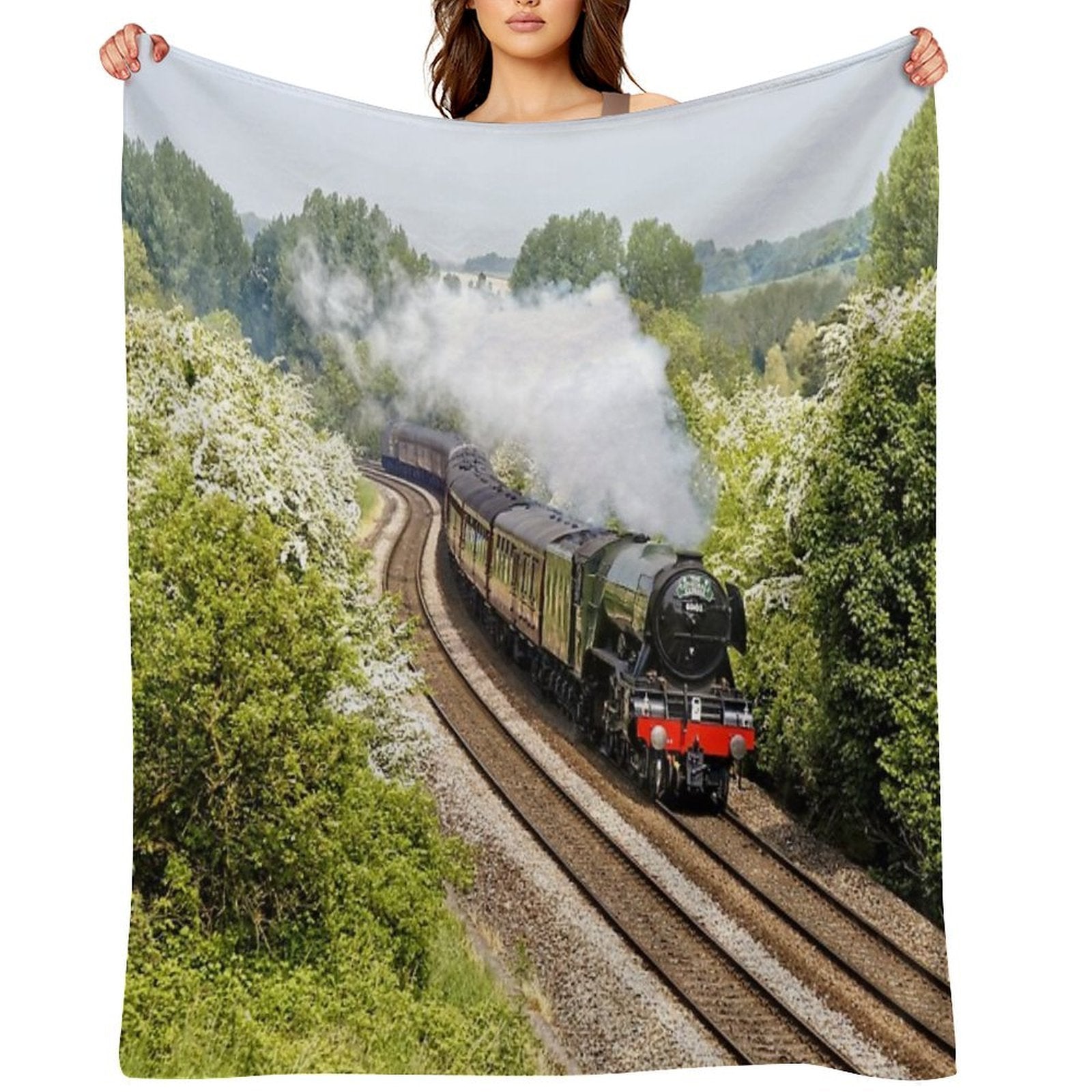 A3 Class 60103 Flying Scotsman Steam Locomotive Lightweight Throw Blanket