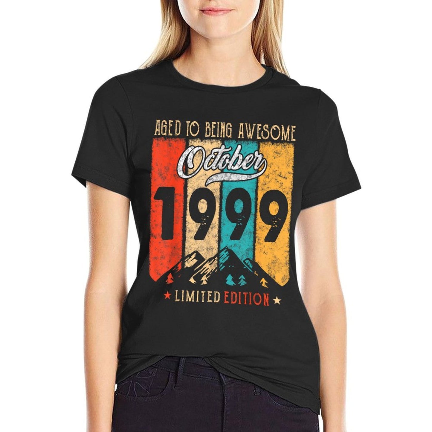 25 Years Old Vintage October 1999 25th Birthday High-quality Stitching T-Shirt