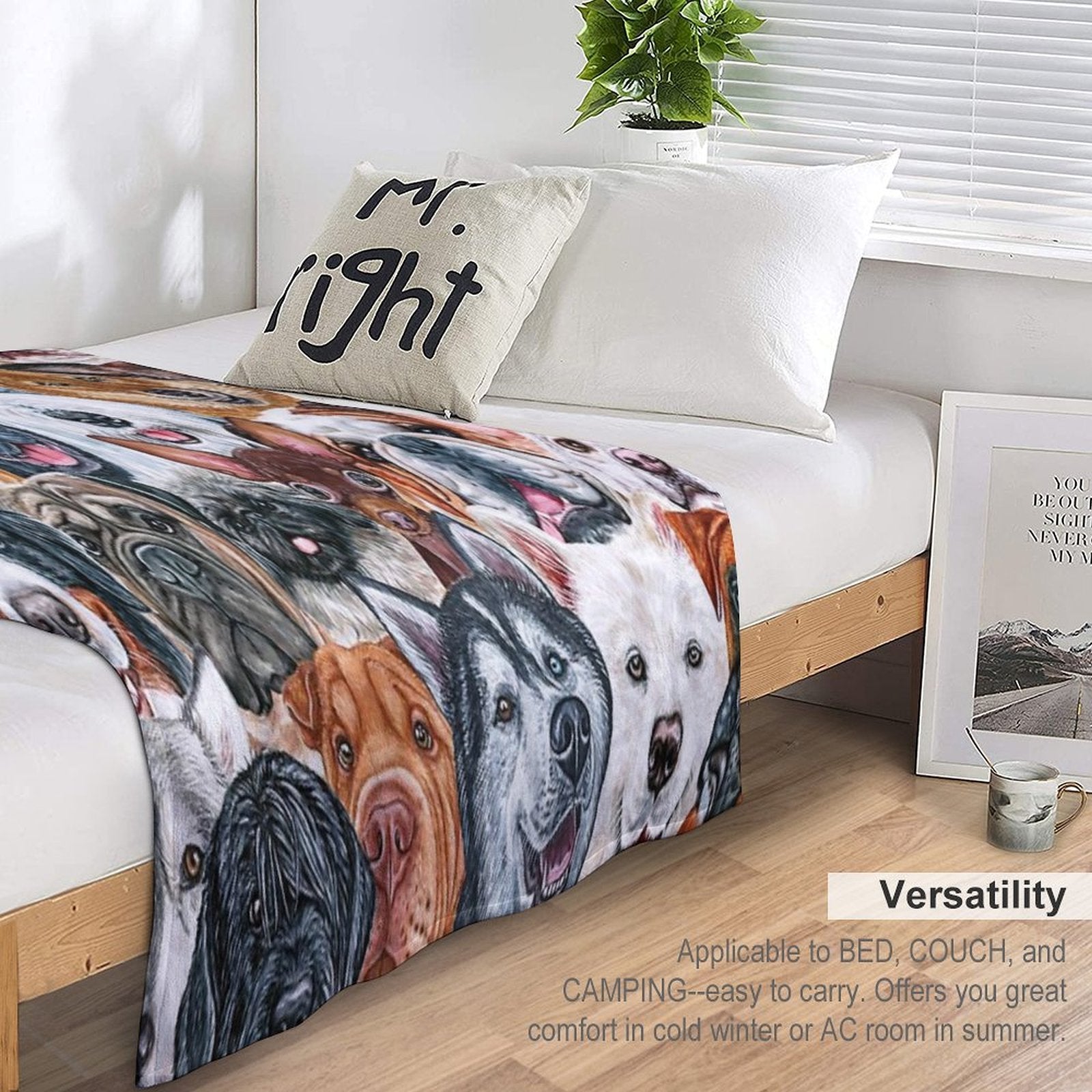 Beautiful Collage of Dogs, So Many Painted Beautiful Faces, Dogs Are The Best! Shrink-resistant Throw Blanket