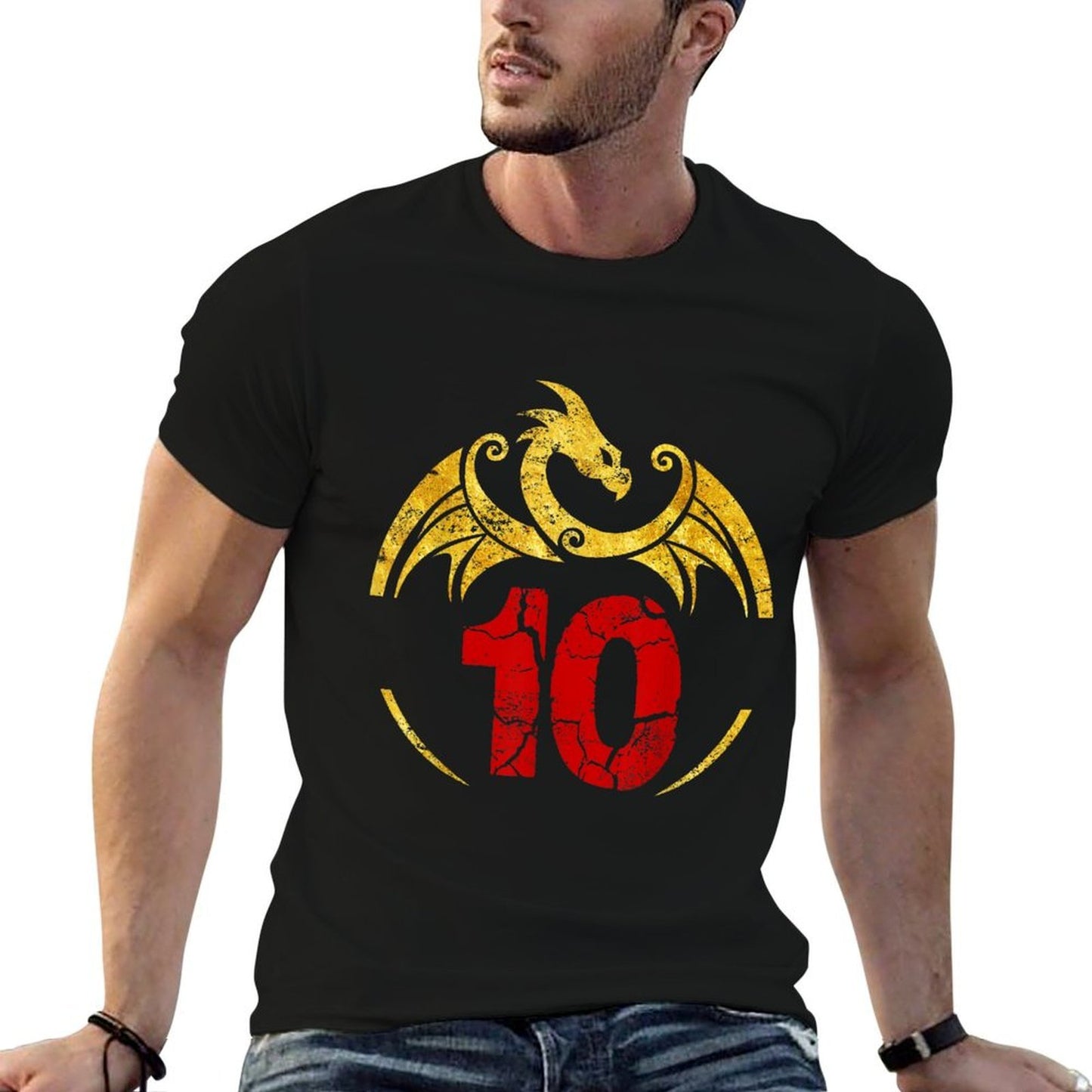 10th Birthday Gift Dragon Oversized Silhouette T-Shirt