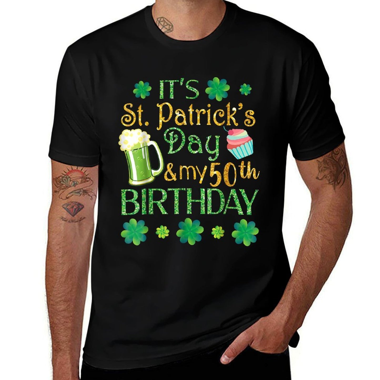 Shamrocks Beer & Cake It's St Patrick Day & My 50th Birthday Classic T-Shirt