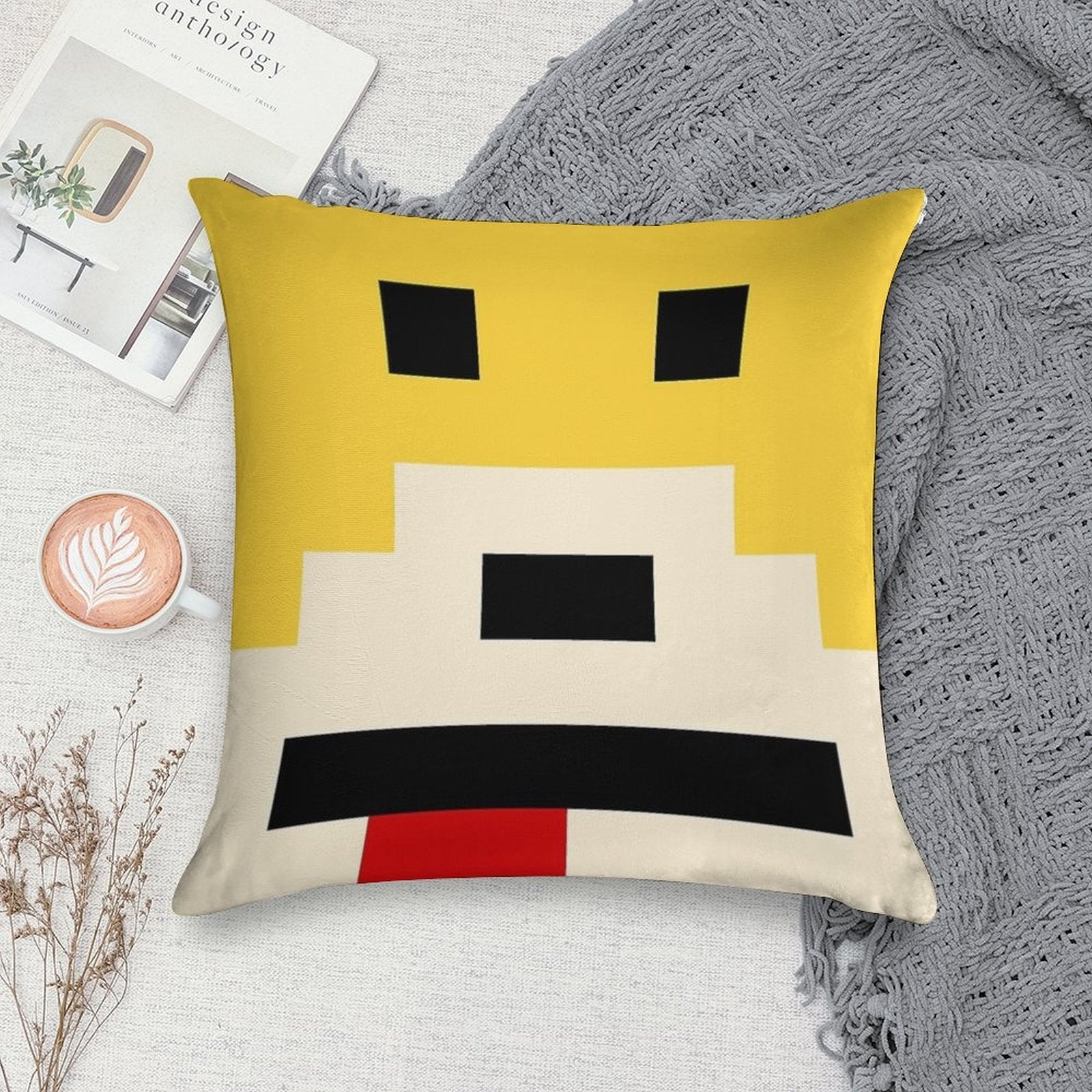 Mr. Oizo - Flat Eric Minimal Yellow Soft Skin-Friendly Throw Pillow