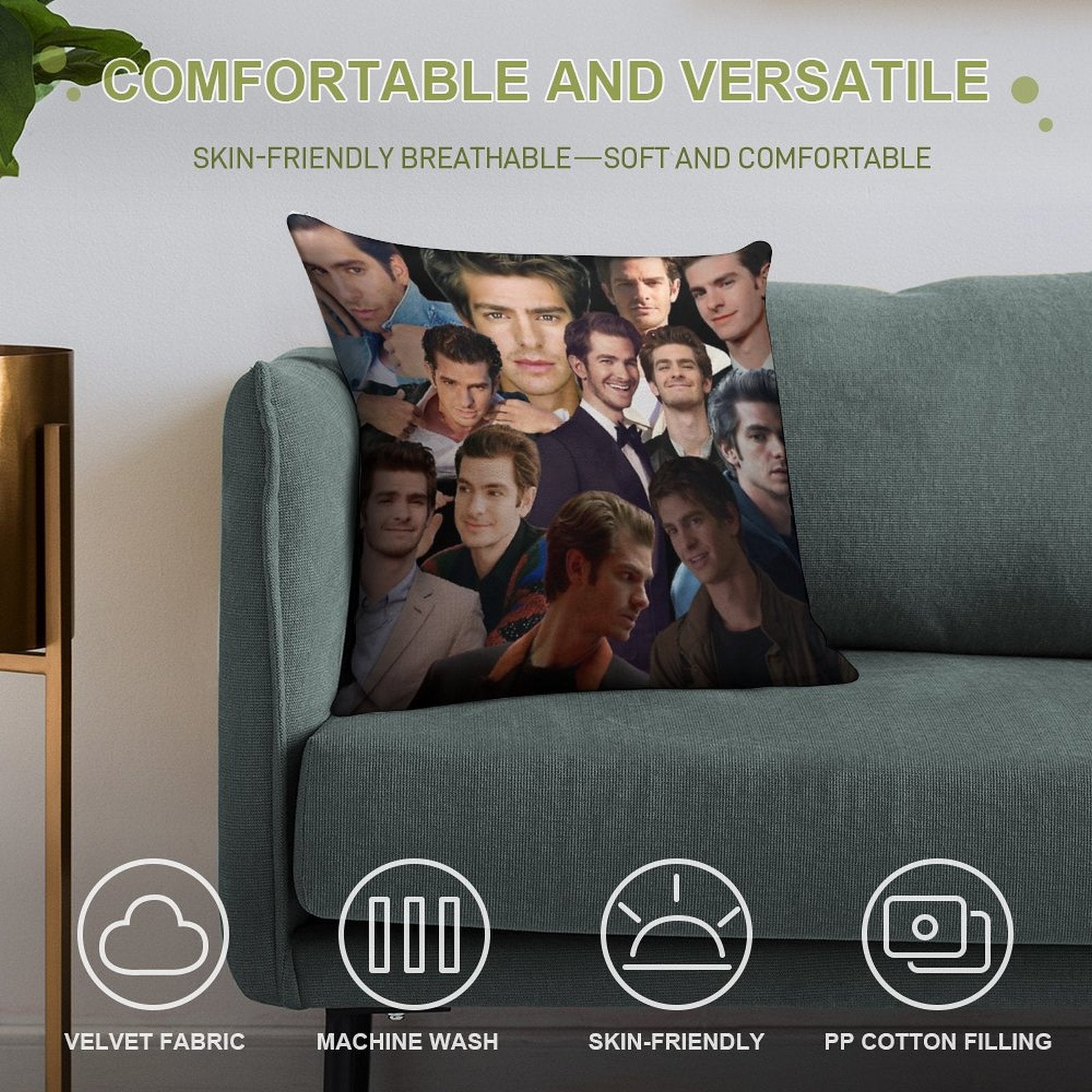 Andrew Garfield Collage Soft High-Density Material Throw Pillow