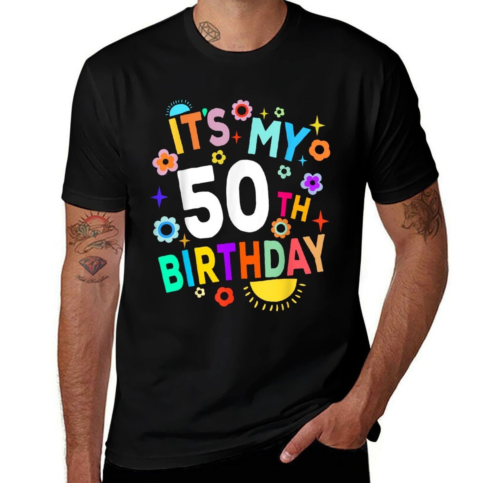 Funny Groovy 50 Year Old Retro Flower Its My 50th Birthday  Quick-drying T-Shirt