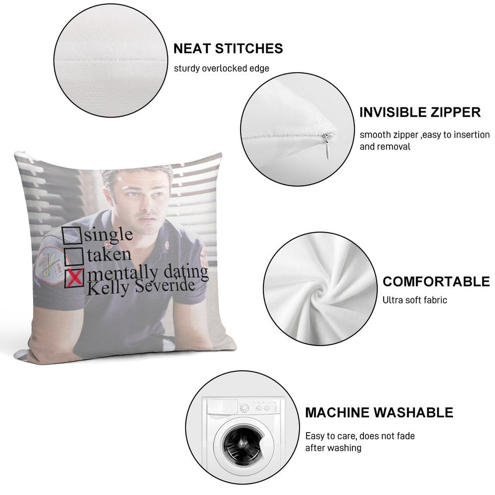 Kelly Severide - Chicago Fire Mentally Dating Soft Washable Throw Pillow