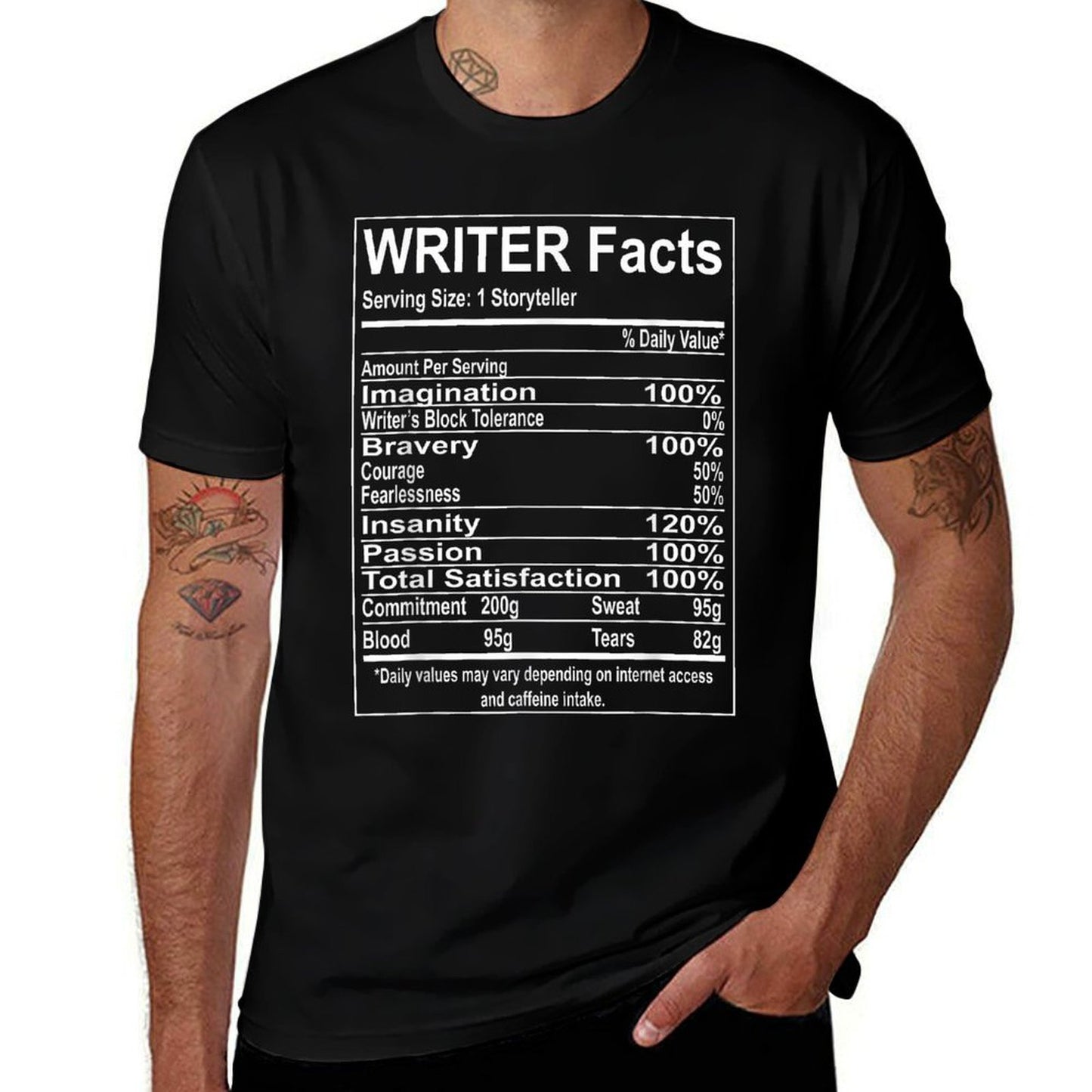 Writer Facts Storyteller Nutrition Information Polyester Blend T-Shirt
