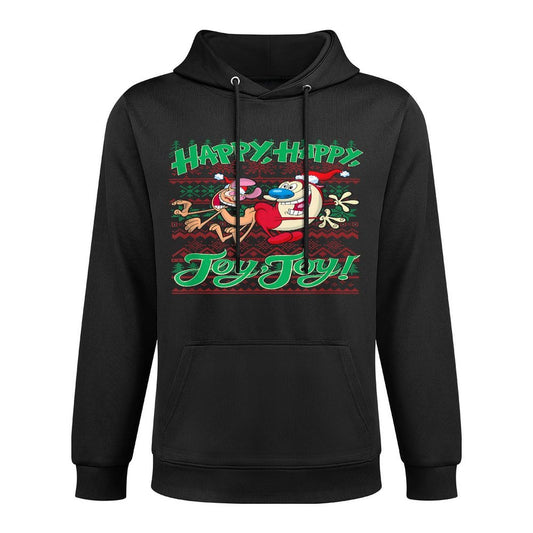 Ren And Stimpy Christmas Happy Joy Ugly Sweater Customizable Surface Hoodie