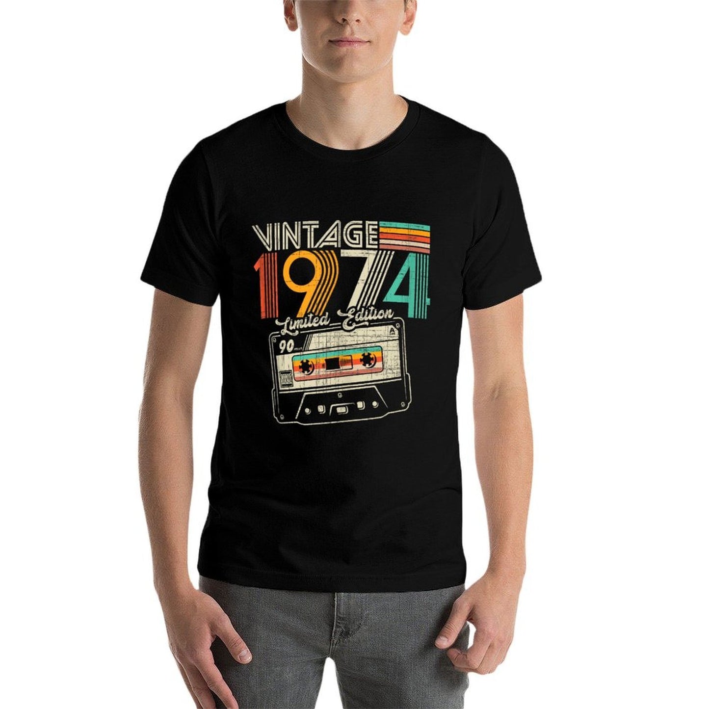 Vintage 1974 Made In 1974 Retro 50th Birthday Cassette Tape Lightweight T-Shirt