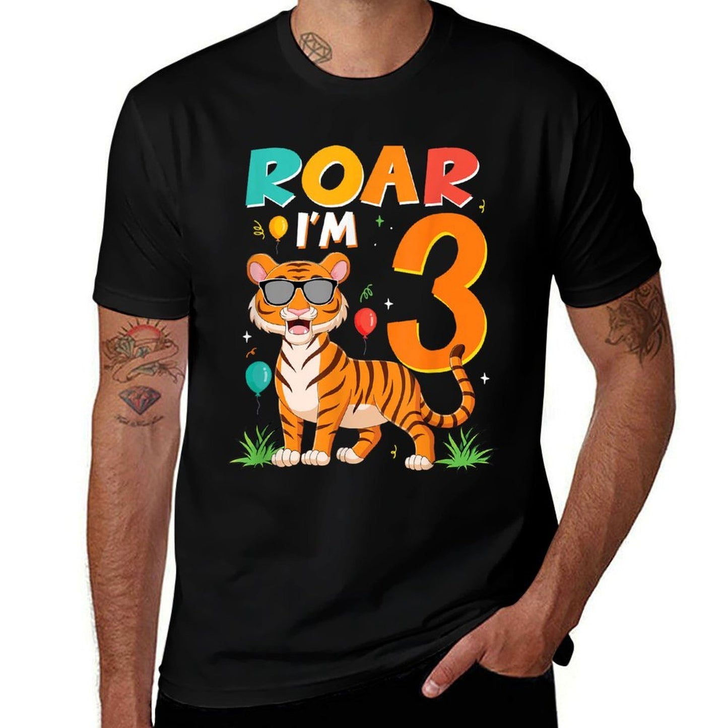 3rd Birthday ROAR IM 3 Year Old Tiger Safari Jungle Stretchy T-Shirt