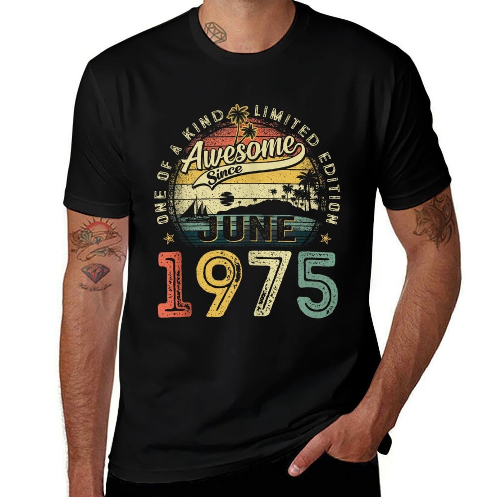 50 Years Old Vintage Made In June 1975 50th Birthday Men Dad  Polyester Blend T-Shirt