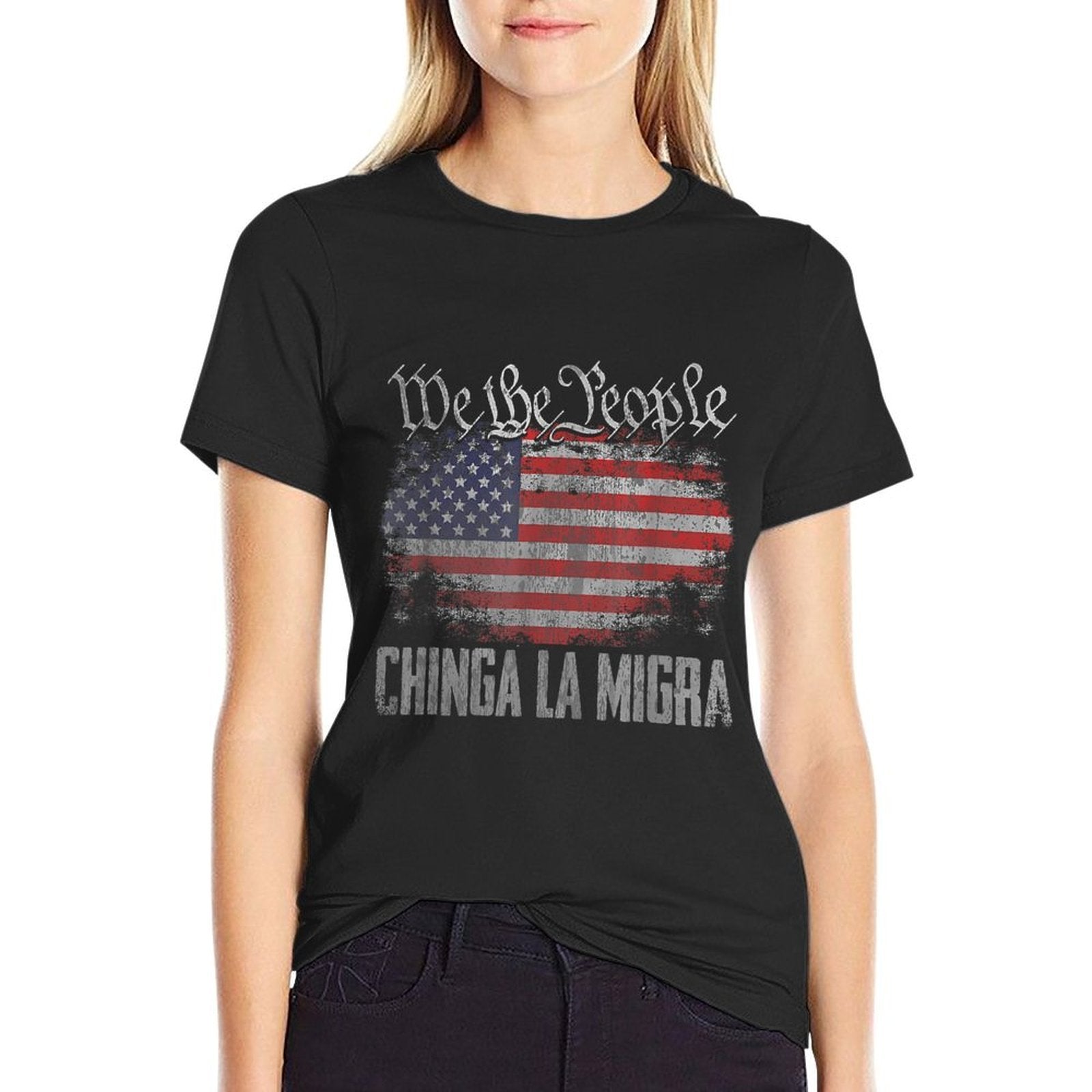 America Vintage Chinga La Migra For Men Women  Polyester Blend T-Shirt