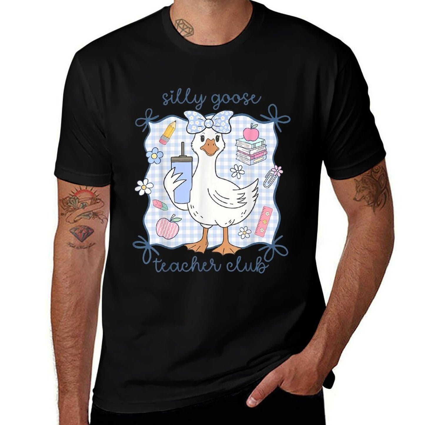 Silly Goose Teacher Club Funny Back to School First Day Heathered Texture T-Shirt