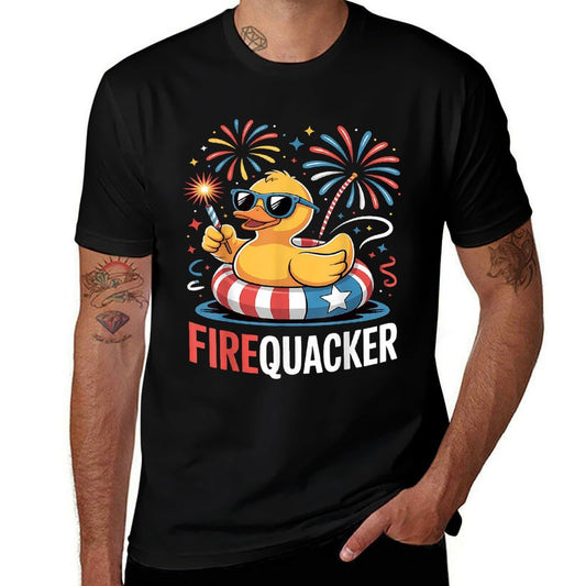 4th of July Duck Firequacker Patriotic Fourth of July Funny  Slim-fit Cut T-Shirt