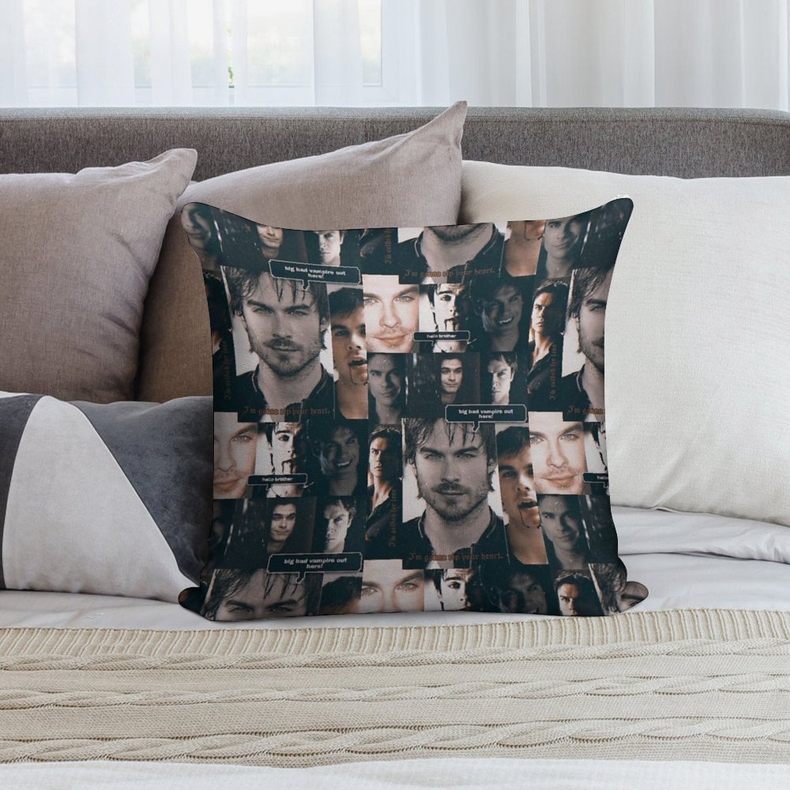 Damon Collage Soft High-Density Material Throw Pillow