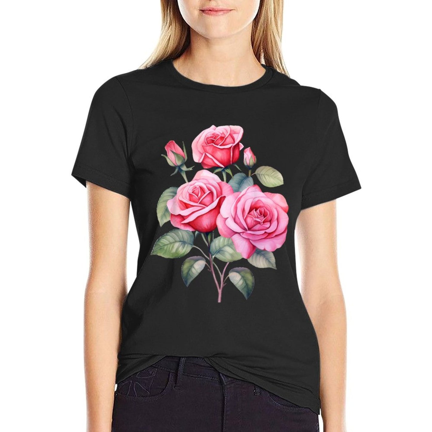 Roses Flowers Plant Gardening Floral Watercolor Classic T-Shirt