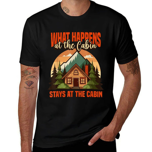 Retro Cabin What Happens At The Cabin Stays At The Cabin  Affordable Price T-Shirt