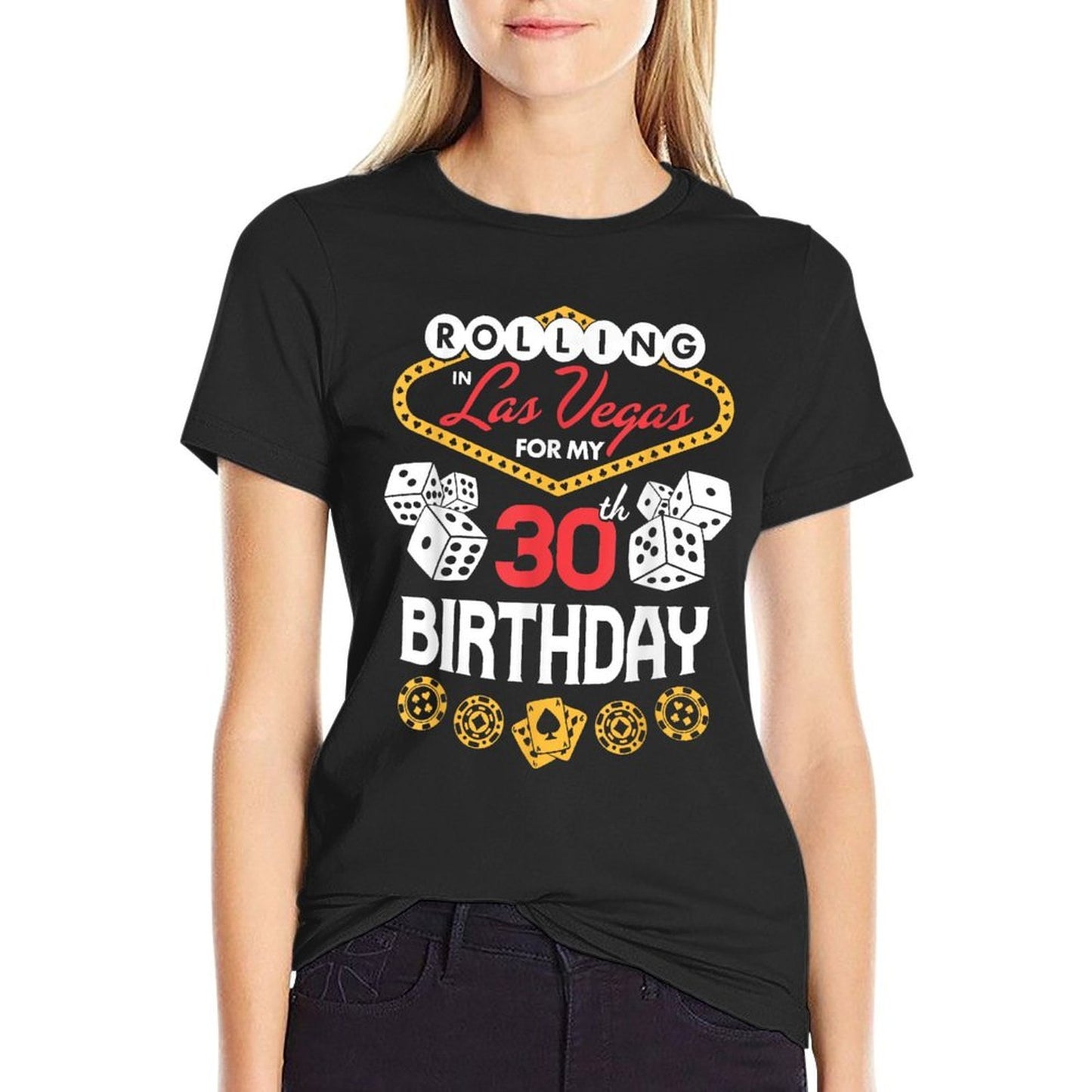 Rolling in Las Vegas for My 30th Birthday Oversized Silhouette T-Shirt