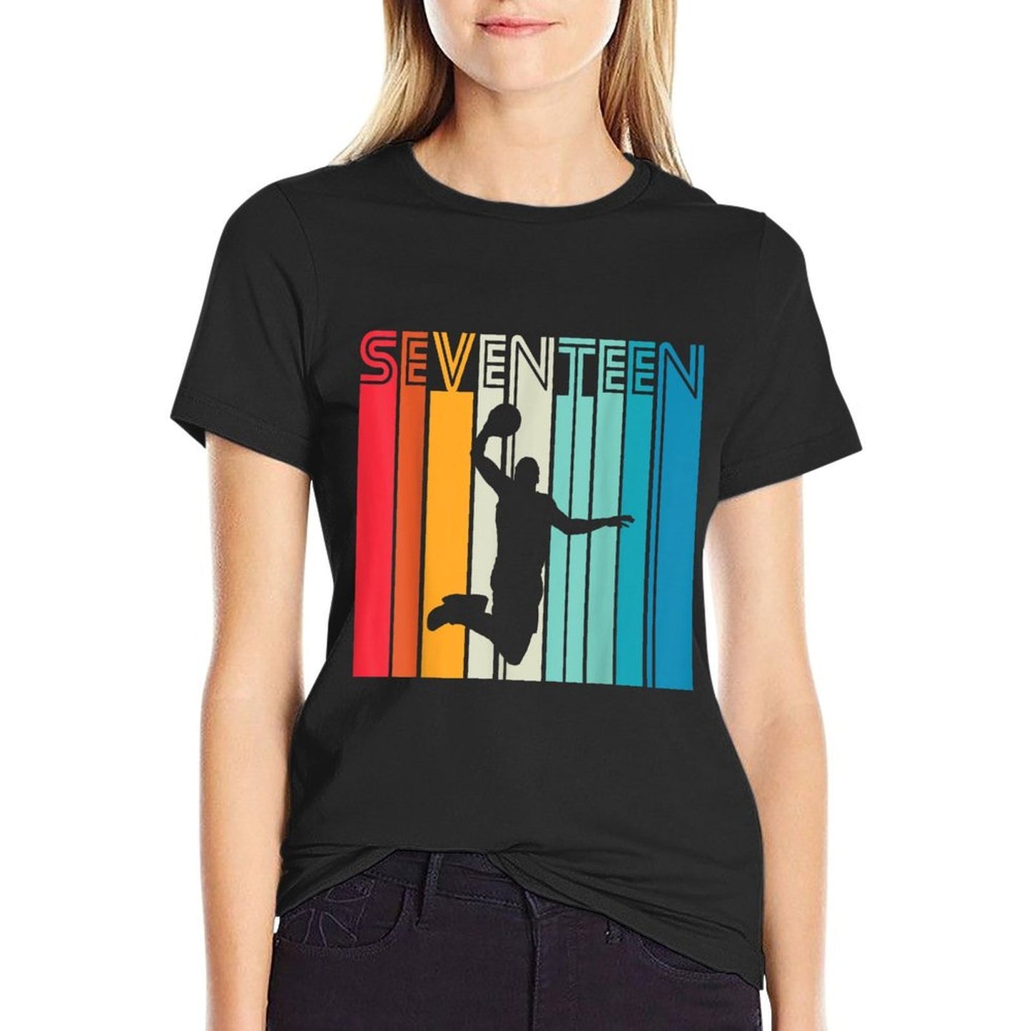 17th Birthday Basketball Lover 17 Years Old Retro Soft T-Shirt