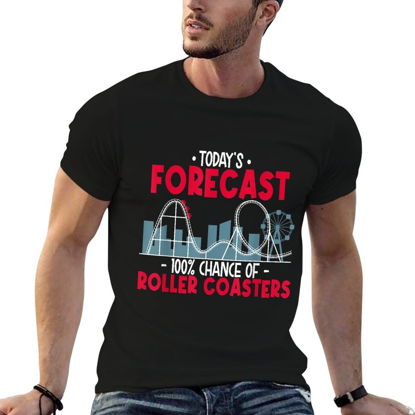 100 Chance Of Roller Coasters - Theme Park Carnival Ride Easy-care T-Shirt