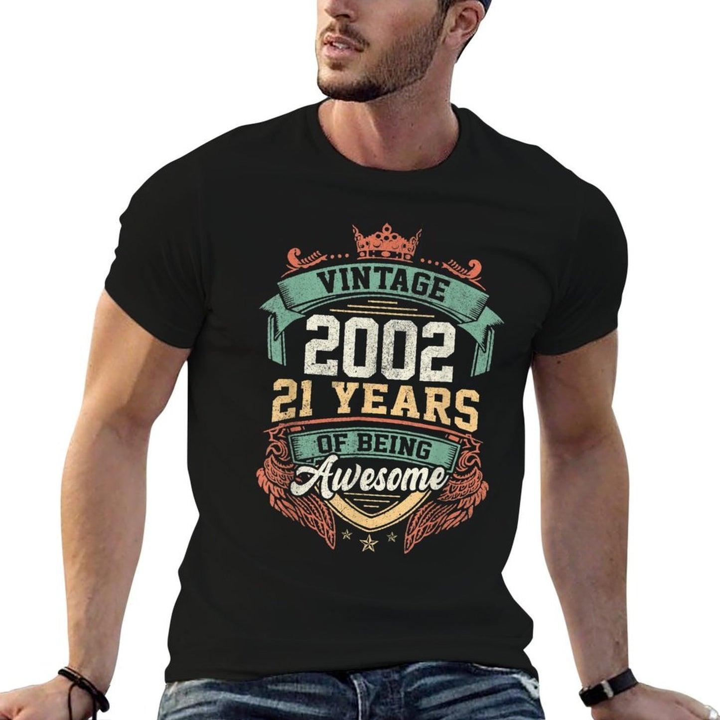 Vintage 2002 Retro 21 Years Of Being Awesome 21st Birthday Affordable Price T-Shirt