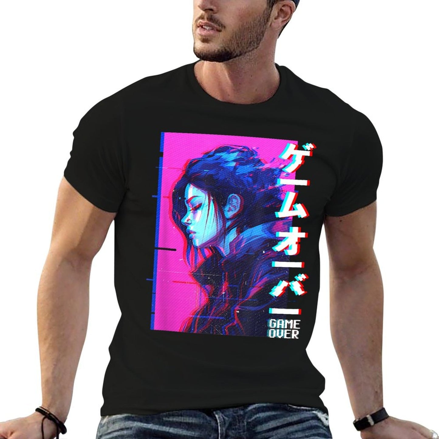 Sad Japanese Anime Girl Game Over Vaporwave Aesthetic Affordable Price T-Shirt