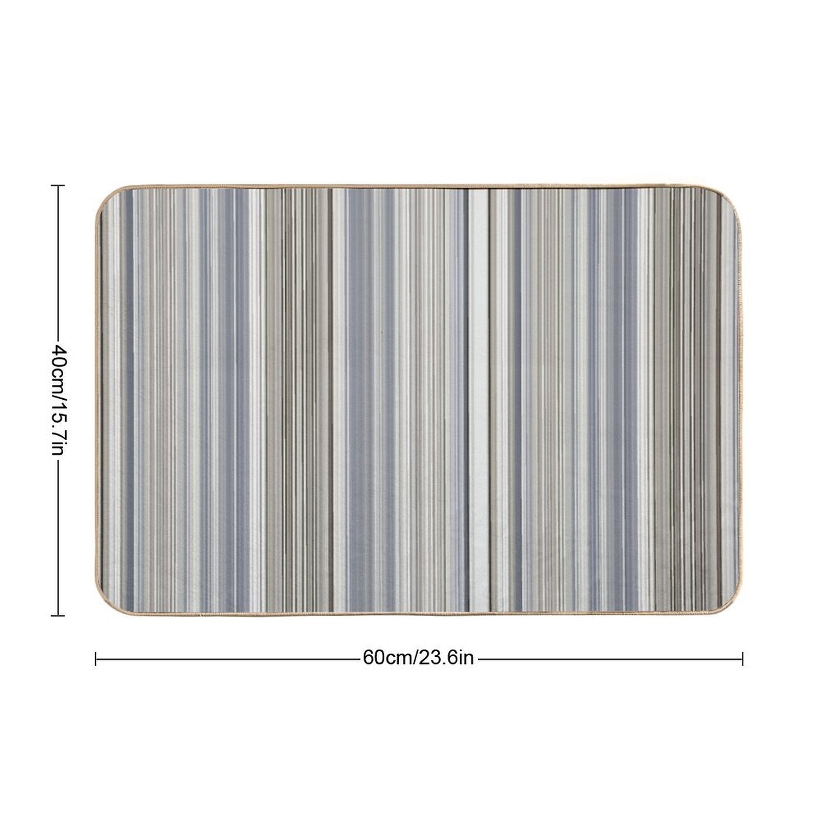 Blue Grey Tan Stripes  Slip-Resistant Bath Mat