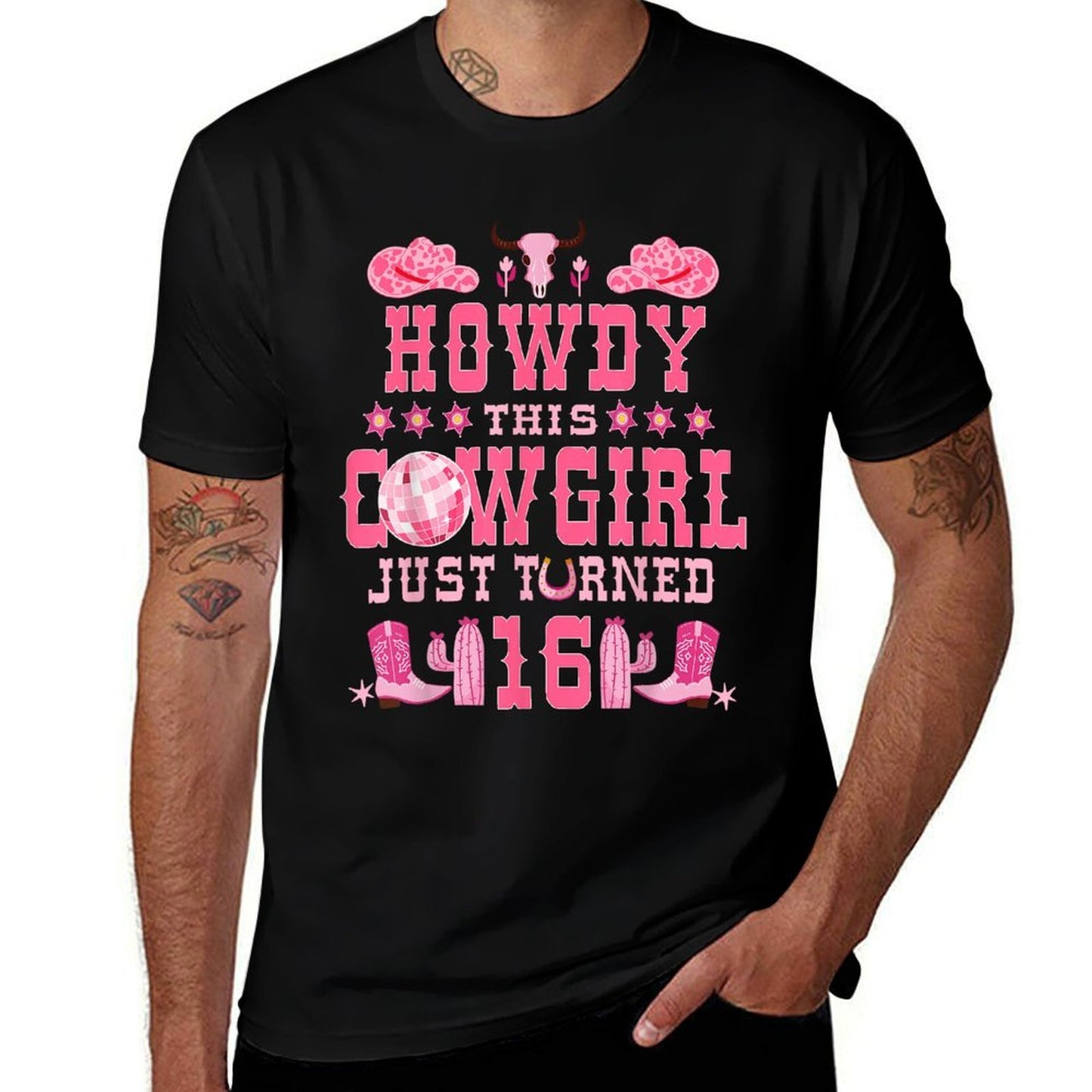 16yr Birthday Cowgirl Western 16Years Old Girl 16th Birthday Moisture-wicking T-Shirt