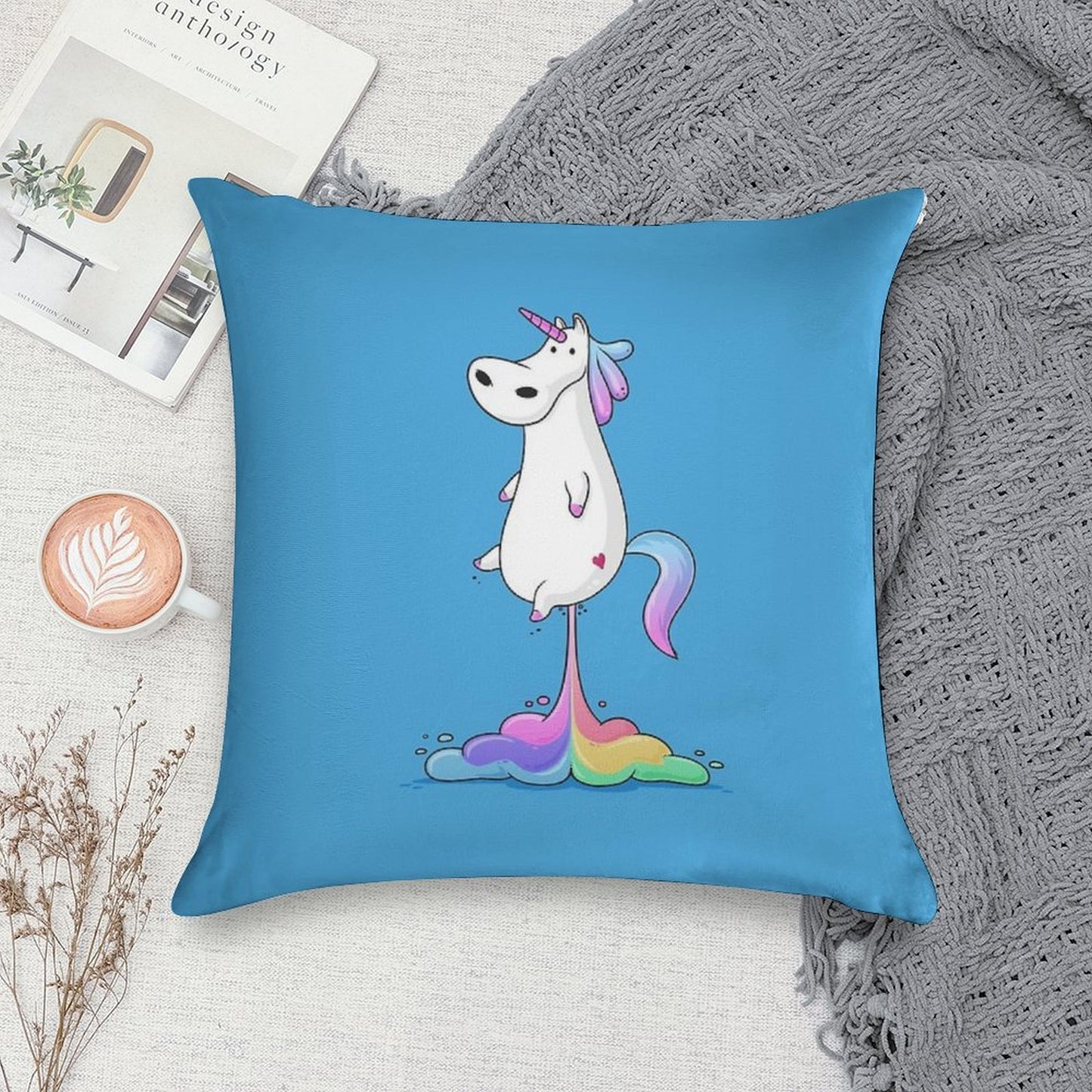 Unicorn Fart Soft Luxury Feel Throw Pillow