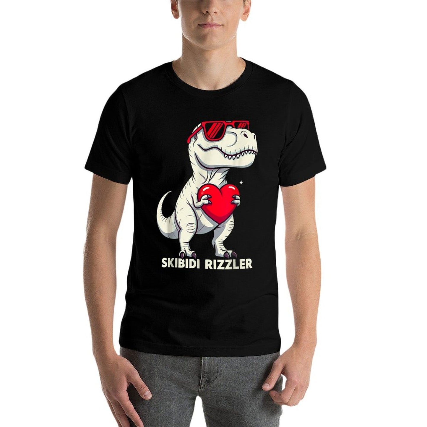Skibidi Rizzler Trex Valentine Meme Funny Gifts Men Boy Affordable Price T-Shirt