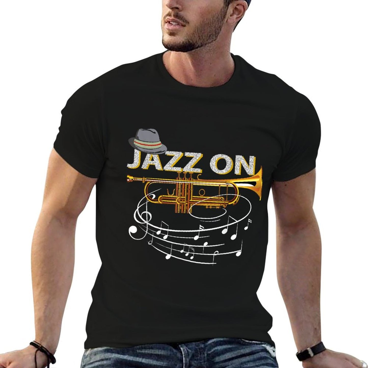 Vintage Jazz On Trumpet Player Blues Music Lovers Jazz Band Heathered Texture T-Shirt