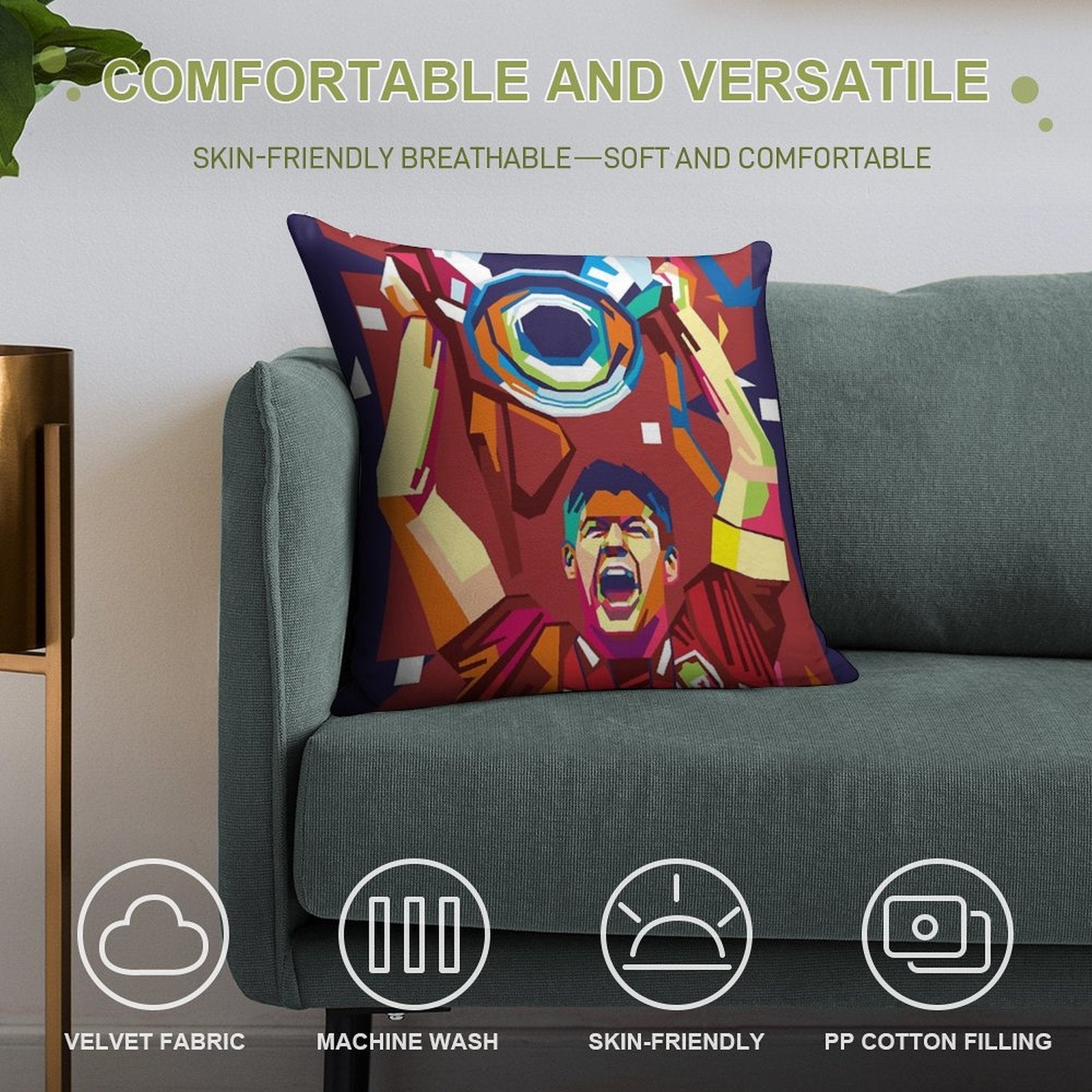 Steven Gerrard Champions 2005 Soft Reinforced Edging Throw Pillow