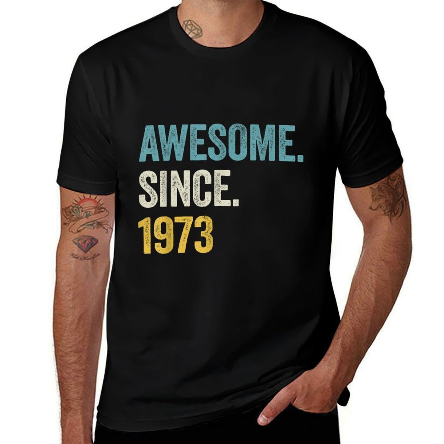 50 Years Old Awesome Since 1973 50th Birthday  Heathered Texture T-Shirt