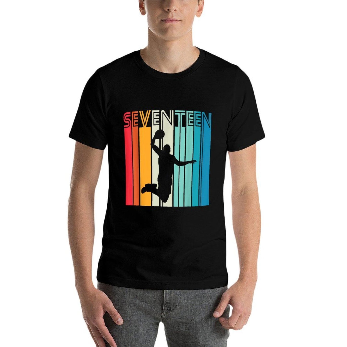 17th Birthday Basketball Lover 17 Years Old Retro Soft T-Shirt